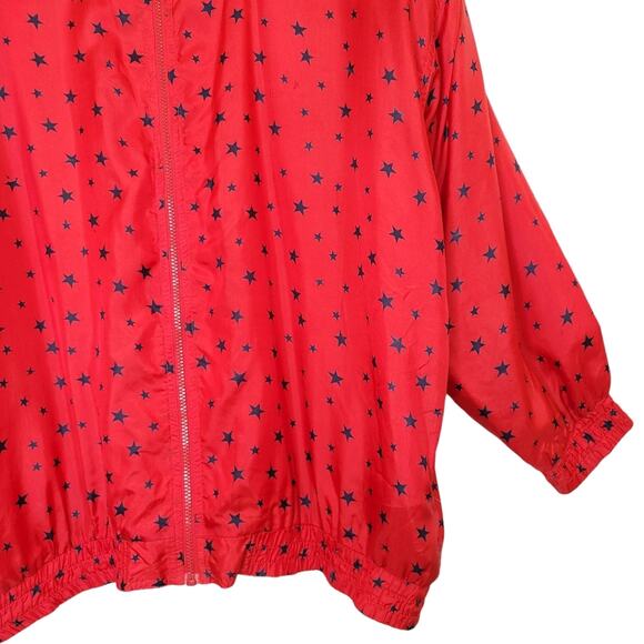 90's Vintage Bogari 100% Silk Star Spangled Print Bomber Jacket, Size 2X - Picture 4 of 11
